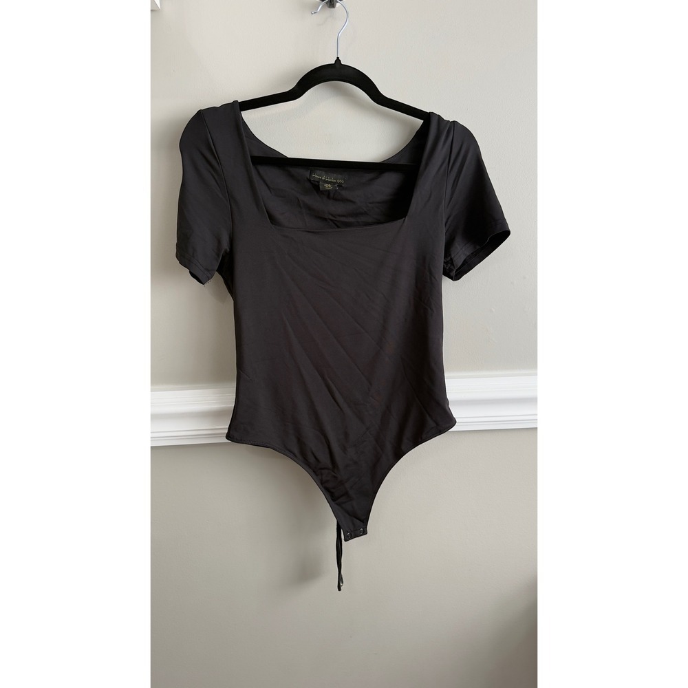 House of Harlow 1960 Womens Black Square Short Sleeve Bodysuit Size Medium 337 - Picture 1 of 5